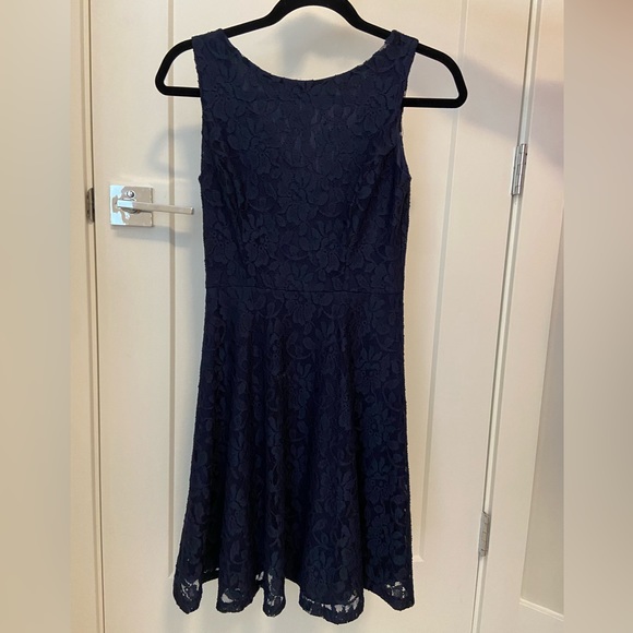 Navy Laced Mini Dress - Picture 2 of 3
